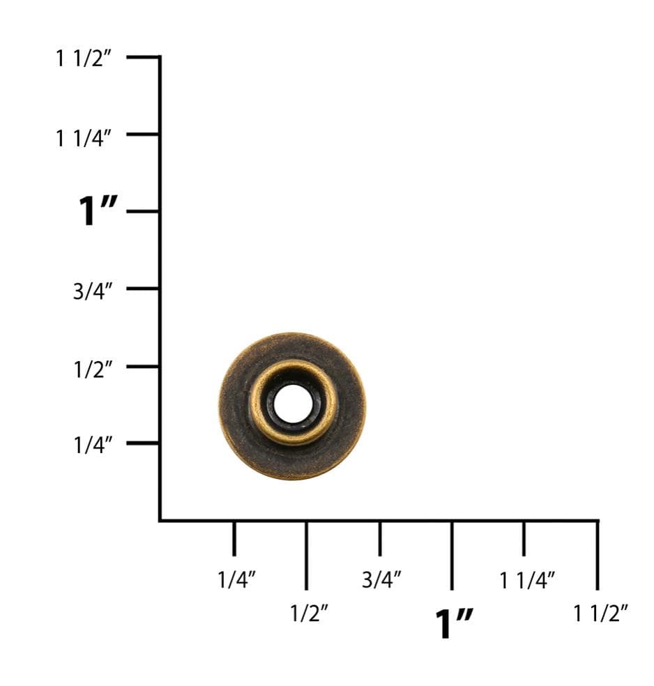 Ohio Travel Bag Fasteners Ligne 20 Antique Brass, Dot Baby Durable Stud, Solid Brass, #12303-ANTB 12303-ANTB
