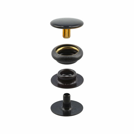 Ohio Travel Bag Fasteners Ligne 20 Snap Set Solid Brass Black(Pack of 10 Sets Complete), #WF-022 WF-022