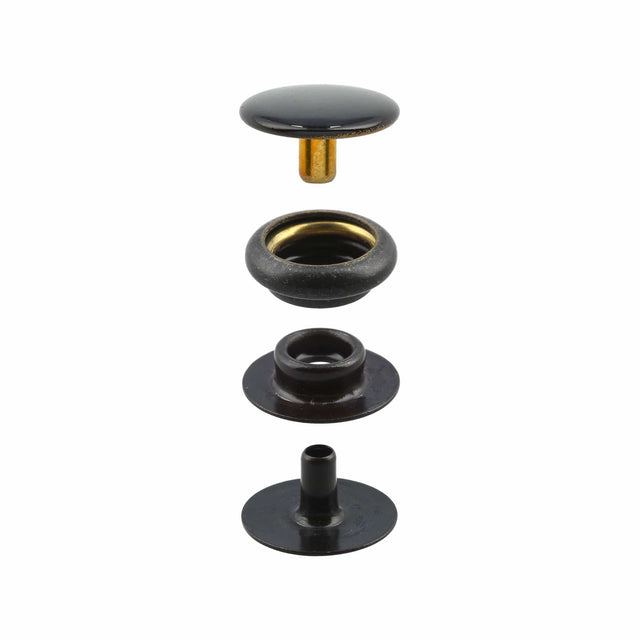 Ohio Travel Bag Fasteners Ligne 20 Snap Set Solid Brass Black(Pack of 10 Sets Complete), #WF-022 WF-022