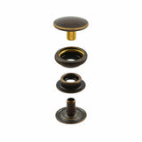 Ohio Travel Bag Fasteners Ligne 24 Snap Set Solid Brass Antique(Pack of 10 Sets Complete), #WF-036-ANTB WF-036-ANTB