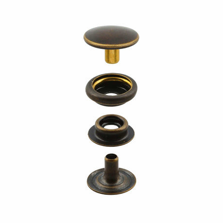 Ohio Travel Bag Fasteners Ligne 24 Snap Set Solid Brass Antique(Pack of 10 Sets Complete), #WF-036-ANTB WF-036-ANTB