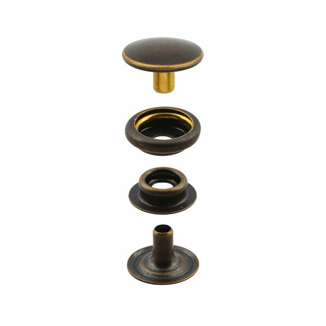 Ohio Travel Bag Fasteners Ligne 24 Snap Set Solid Brass Antique(Pack of 10 Sets Complete), #WF-036-ANTB WF-036-ANTB