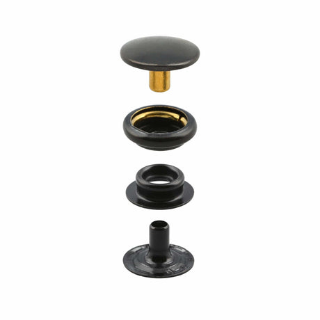 Ohio Travel Bag Fasteners Ligne 24 Snap Set Solid Brass Black (Pack of 10 Sets Complete), #WF-036-BLK WF-036-BLK