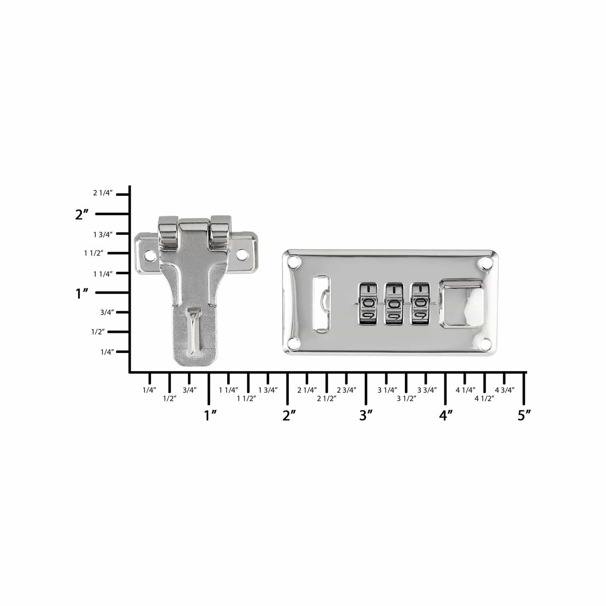 Ohio Travel Bag Locks & Closures 1 1/4" Shiny Nickel, Combination Lock, Steel, #L-1416-NIC L-1416-NIC