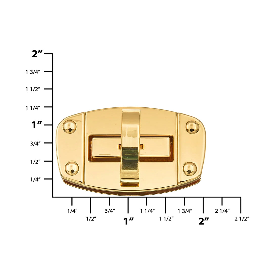 2" Shiny Gold, Turn Lock, Zinc Alloy