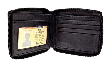 Ohio Travel Bag Novelty & Gift 4 1/2" Black, Zipper Wallet, Leather, #M-1446 M-1446