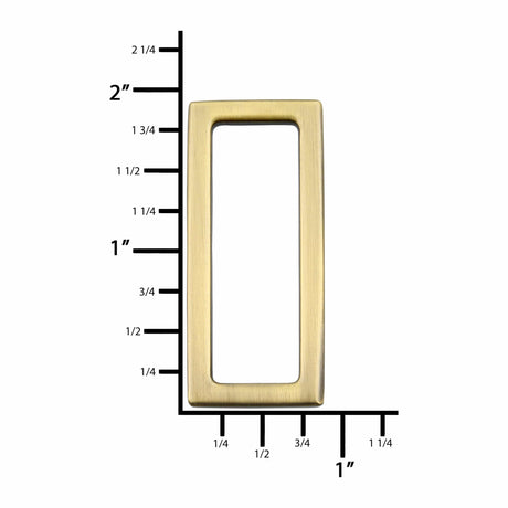 Ohio Travel Bag Rings & Slides 1 1/2"  Antique Brass, Cast Rectangular Ring, Zinc Alloy, #P-3114-ANTB P-3114-ANTB