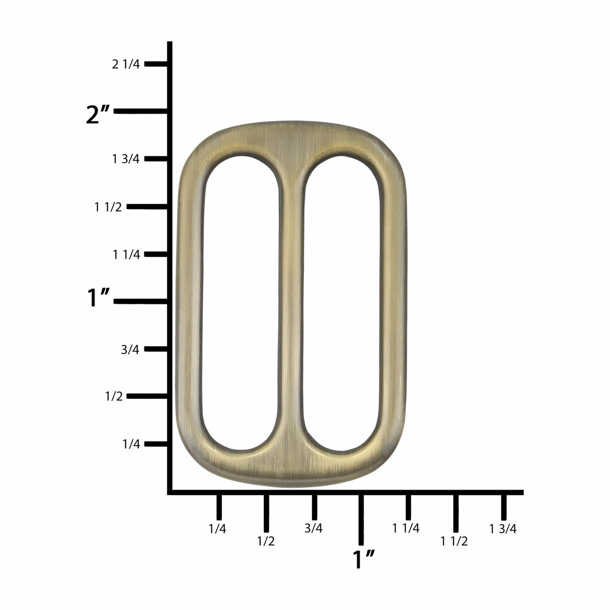 Ohio Travel Bag Rings & Slides 1 1/2" Antique Brass, Double Loop Slide, Zinc Alloy, #P-2810-ANTB P-2810-ANTB