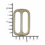 Ohio Travel Bag Rings & Slides 1 1/2" Antique Brass, Double Loop Slide, Zinc Alloy, #P-2810-ANTB P-2810-ANTB