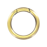 Ohio Travel Bag Rings & Slides 1 1/2" Antique Brass, Spring Gate Round Ring, Zinc Alloy, #P-2526-ANTB P-2526-ANTB