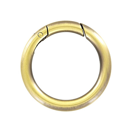 Ohio Travel Bag Rings & Slides 1 1/2" Antique Brass, Spring Gate Round Ring, Zinc Alloy, #P-2526-ANTB P-2526-ANTB