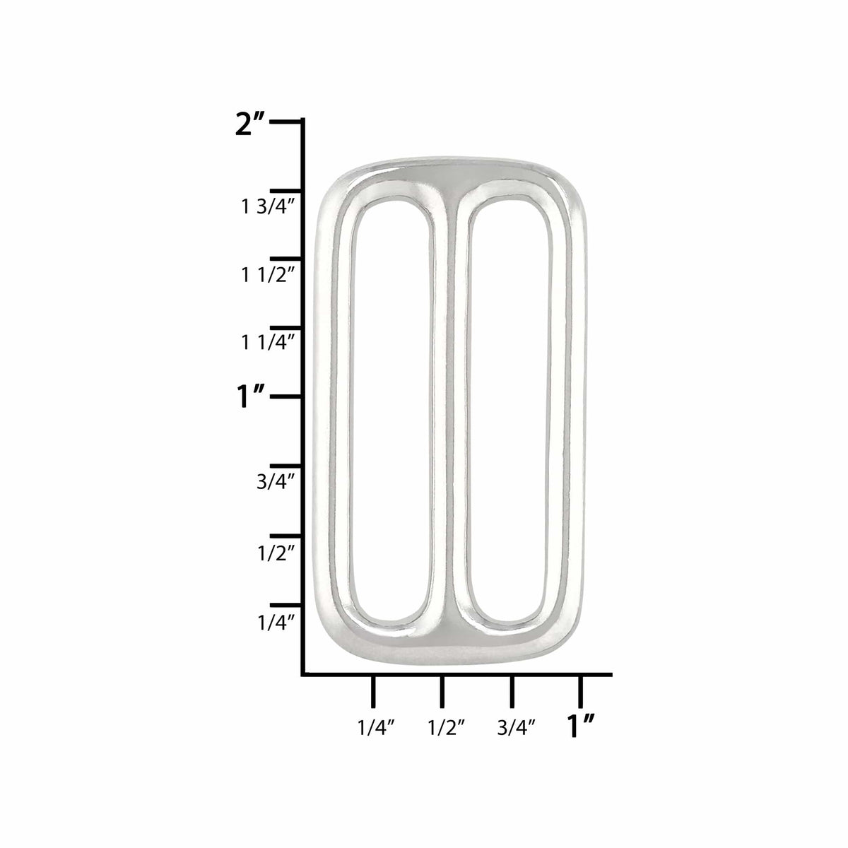 Ohio Travel Bag Rings & Slides 1 1/2" Nickel, Cast Triglide, Solid Brass, #P-2248-SBN P-2248-SBN