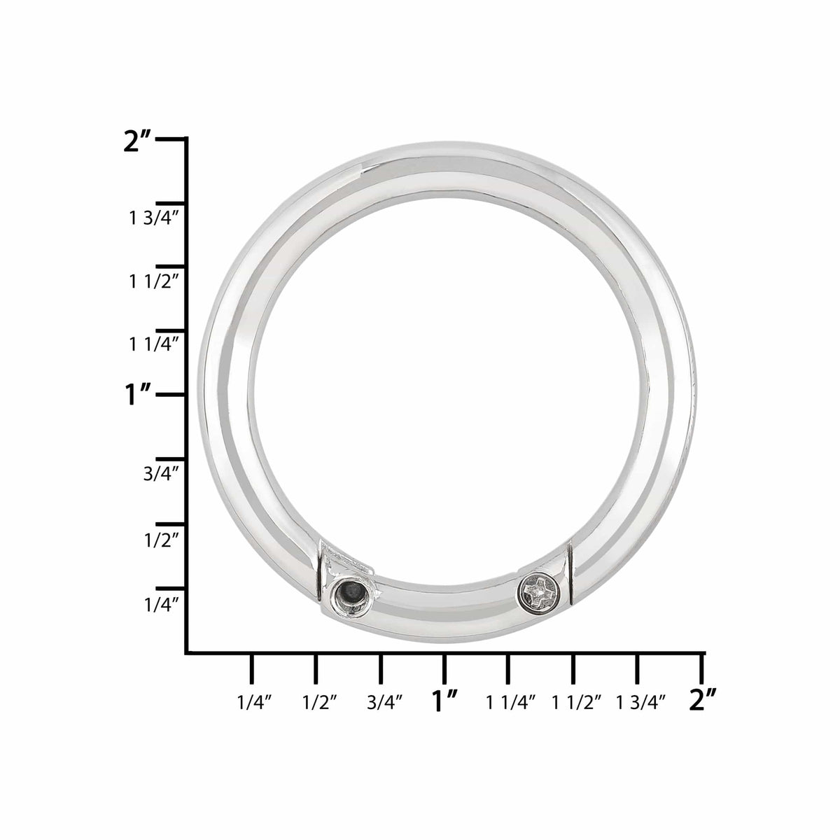 Ohio Travel Bag Rings & Slides 1 1/2" Nickel, Screw Apart Ring With Screws, Zinc Alloy, #P-3067 P-3067