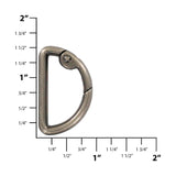 Ohio Travel Bag Rings & Slides 1 1/8" Antique Silver, Spring Gate D Ring, Zinc Alloy, #P-2811-ANTS P-2811-ANTS