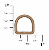 Ohio Travel Bag Rings & Slides 1/2" Antique Brass, Cast D-Ring, Zinc Alloy, #D-301-ANTB D-301-ANTB