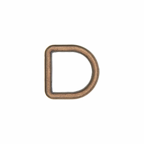 Ohio Travel Bag Rings & Slides 1/2" Antique Brass, Cast D-Ring, Zinc Alloy, #D-301-ANTB D-301-ANTB