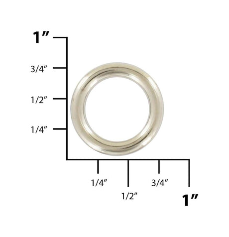 Ohio Travel Bag Rings & Slides 1/2" Nickel, Cast Round Ring, Zinc Alloy, #P-2717-NP P-2717-NP