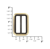 Ohio Travel Bag Rings & Slides 1 3/16" Antique Brass, Cast Beveled Double Loop, Zinc Alloy, #P-2895-ANTB P-2895-ANTB