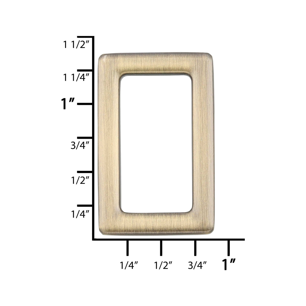 Ohio Travel Bag Rings & Slides 1" Antique Brass, Rectangular Ring, Zinc Alloy, #P-3113-ANTB P-3113-ANTB