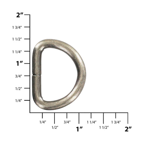 Ohio Travel Bag Rings & Slides 1" Antique Silver, Split D Ring, Steel, #P-2120-ANTS P-2120-ANTS