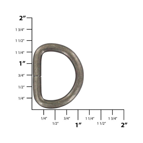 Ohio Travel Bag Rings & Slides 1" Antique Silver, Split D Ring, Steel, #P-2120-ANTS P-2120-ANTS