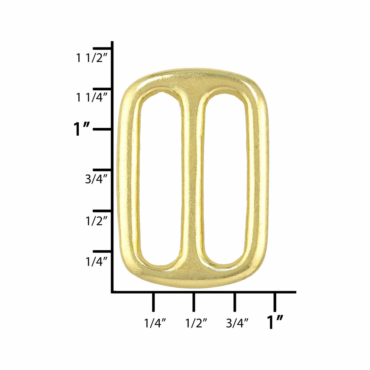 Ohio Travel Bag Rings & Slides 1" Brass, Cast Double Loop, Solid Brass, #P-2510-SB P-2510-SB
