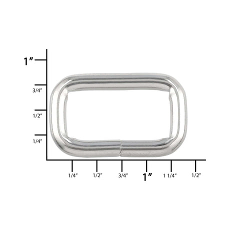 Ohio Travel Bag Rings & Slides 1" Nickel, Welded Rectangular Ring, Steel, #P-2473-NP P-2473-NP