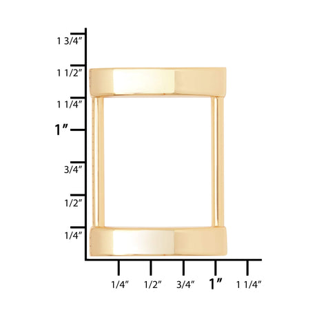 Ohio Travel Bag Rings & Slides 1" Shiny Gold, Solid Concave Rectangular Ring, Zinc Alloy, #P-2559-GOLD P-2559-GOLD