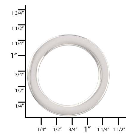 Ohio Travel Bag Rings & Slides 1" Shiny Nickel, Cast Flat Round Ring, Zinc Alloy, #P-2552-NIC P-2552-NIC