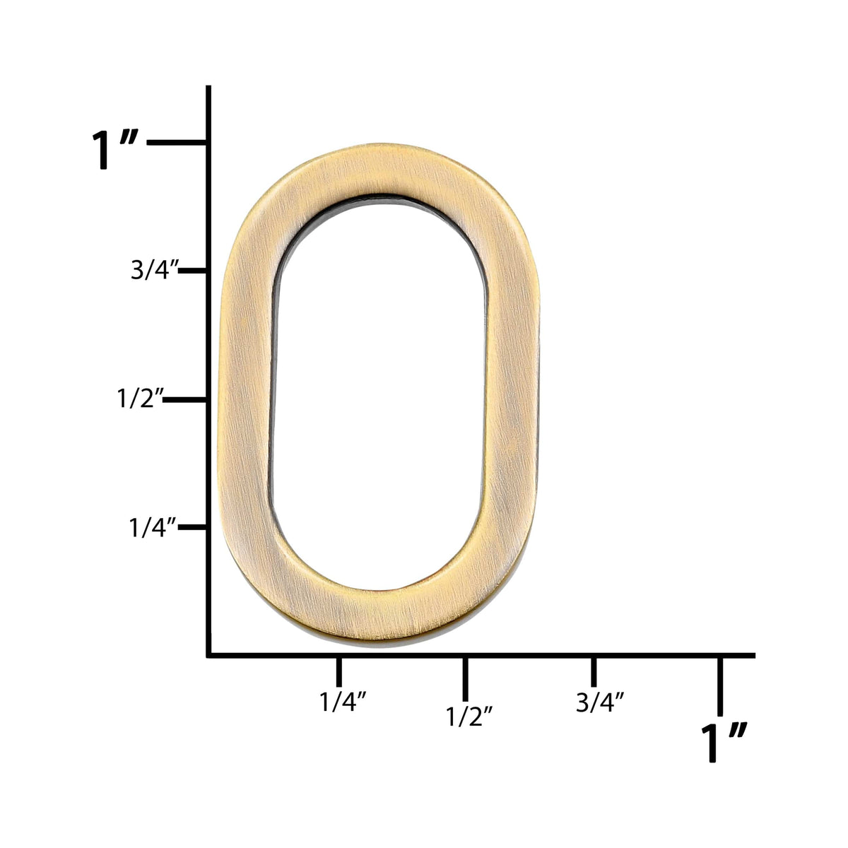 Ohio Travel Bag Rings & Slides 11/16" Antique Brass, Oval Flat Ring, Zinc Alloy, #P-2555-ANTB P-2555-ANTB