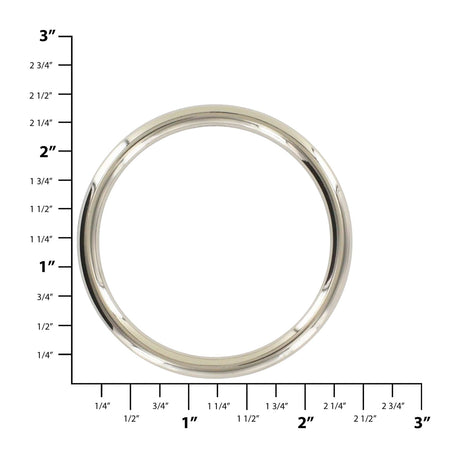 Ohio Travel Bag Rings & Slides 2" Shiny Nickel, Cast Round Ring, Zinc Alloy, #P-2762-NIC P-2762-NIC