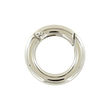 Ohio Travel Bag Rings & Slides 3/4" Shiny Nickel, Spring Gate Flat Round Ring, Zinc Alloy, #P-2733-NIC P-2733-NIC