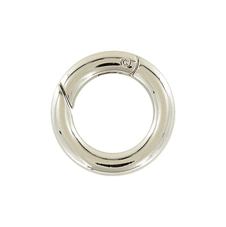 Ohio Travel Bag Rings & Slides 3/4" Shiny Nickel, Spring Gate Flat Round Ring, Zinc Alloy, #P-2733-NIC P-2733-NIC