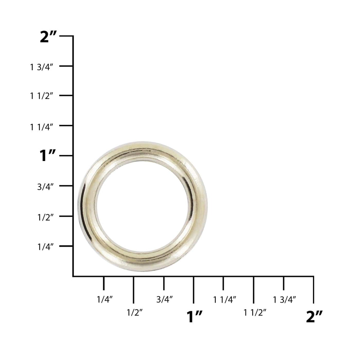 Ohio Travel Bag Rings & Slides 3/4" Shiny Nickel, Welded Round Ring, Zinc Alloy, #P-2328 P-2328