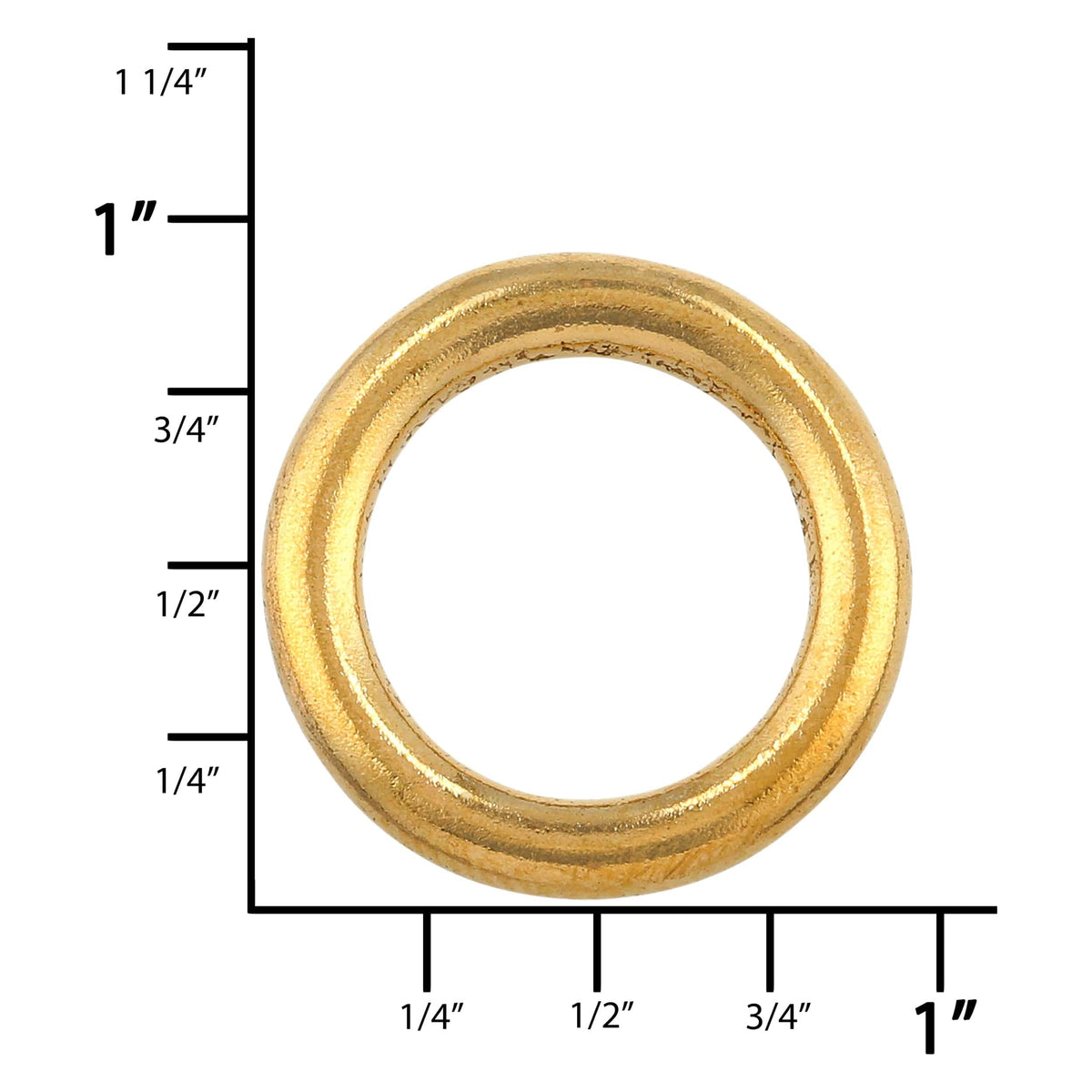 Ohio Travel Bag Rings & Slides 5/8" Brass, Solid Round Ring, Solid Brass, #P-3050 P-3050
