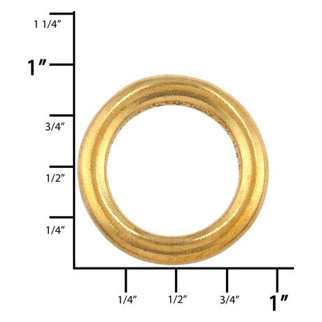 Ohio Travel Bag Rings & Slides 5/8" Brass, Solid Round Ring, Solid Brass, #P-3050 P-3050