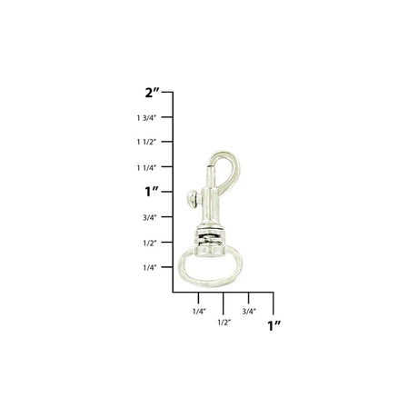 1/2" Shiny Nickel, Bolt Swivel Snap Hook, Zinc Alloy-PK4