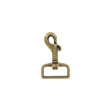 1" Antique Brass, Bolt Swivel Snap Hook Short Profile, Zinc Alloy
