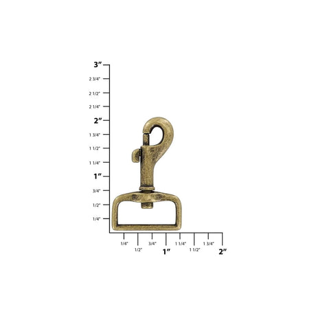 1" Antique Brass, Bolt Swivel Snap Hook Short Profile, Zinc Alloy