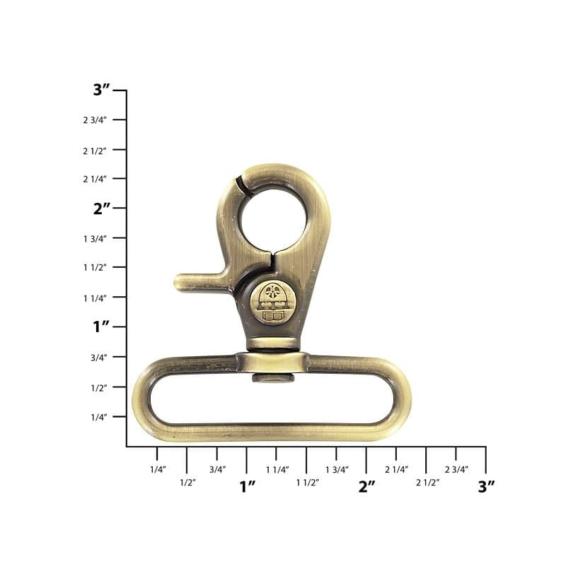 Ohio Travel Bag Swivel Snaps 2" Antique Brass, Trigger Swivel Snap Hook, Zinc Alloy, #P-3140-ANTB P-3140-ANTB