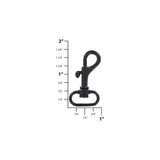 3/4" Matte Black, Bolt Swivel Snap Hook, Zinc Alloy-PK4
