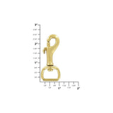 3/4" Brass, 2 5/16" Bolt Swivel Snap Hook, Solid Brass