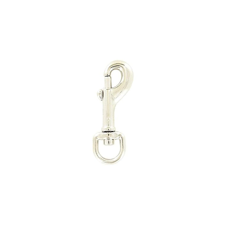3/8" Shiny Nickel, Bolt Swivel Snap Hook, Zinc Alloy