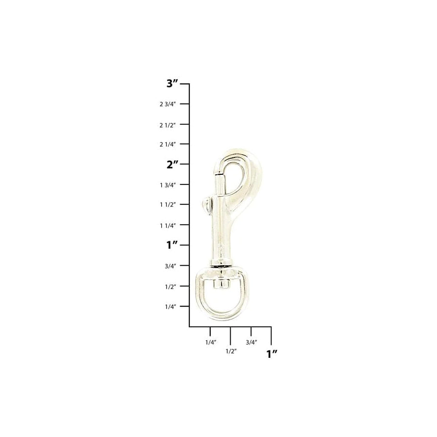3/8" Shiny Nickel, Bolt Swivel Snap Hook, Zinc Alloy