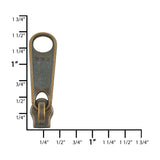 Ohio Travel Bag Zippers #4.5 Antique Brass, YKK Long Tab Swivel Slider, Zinc Alloy, #4.5C-1-ANTB 4.5C-1-ANTB