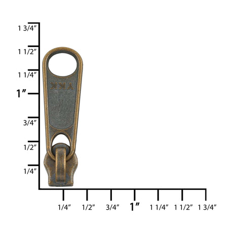 Ohio Travel Bag Zippers #4.5 Antique Brass, YKK Long Tab Swivel Slider, Zinc Alloy, #4.5C-1-ANTB 4.5C-1-ANTB