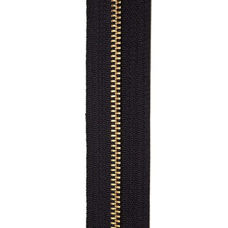 Ohio Travel Bag Zippers #5, Black with Brass, YKK Zipper Chain, Zinc Alloy, #5M-BLK-B 5M-BLK-B