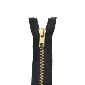Ohio Travel Bag Zippers #6 Jacket Zipper 30in Black With Brass, #6JK-30-BLK-B 6JK-30-BLK-B